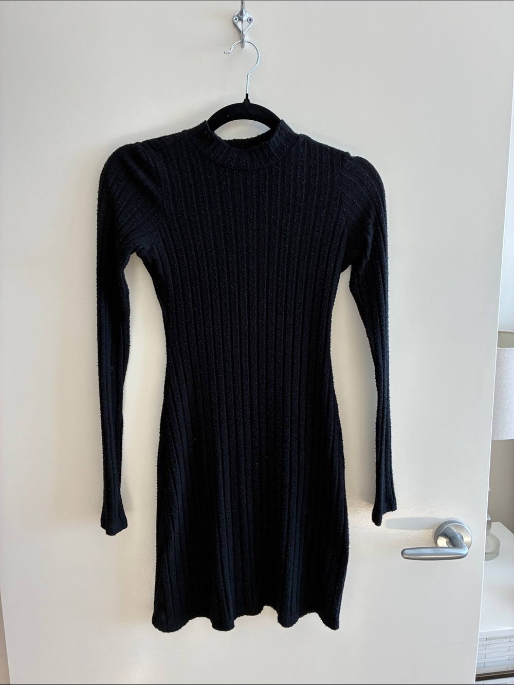 Billabong Black Ribbed Long Sleeve Mini Dress